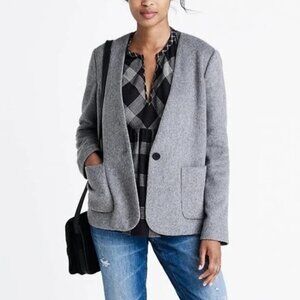EUC Women's MADEWELL Carrington Wool Blend Blazer‎ One-Button Gray | Size XXS